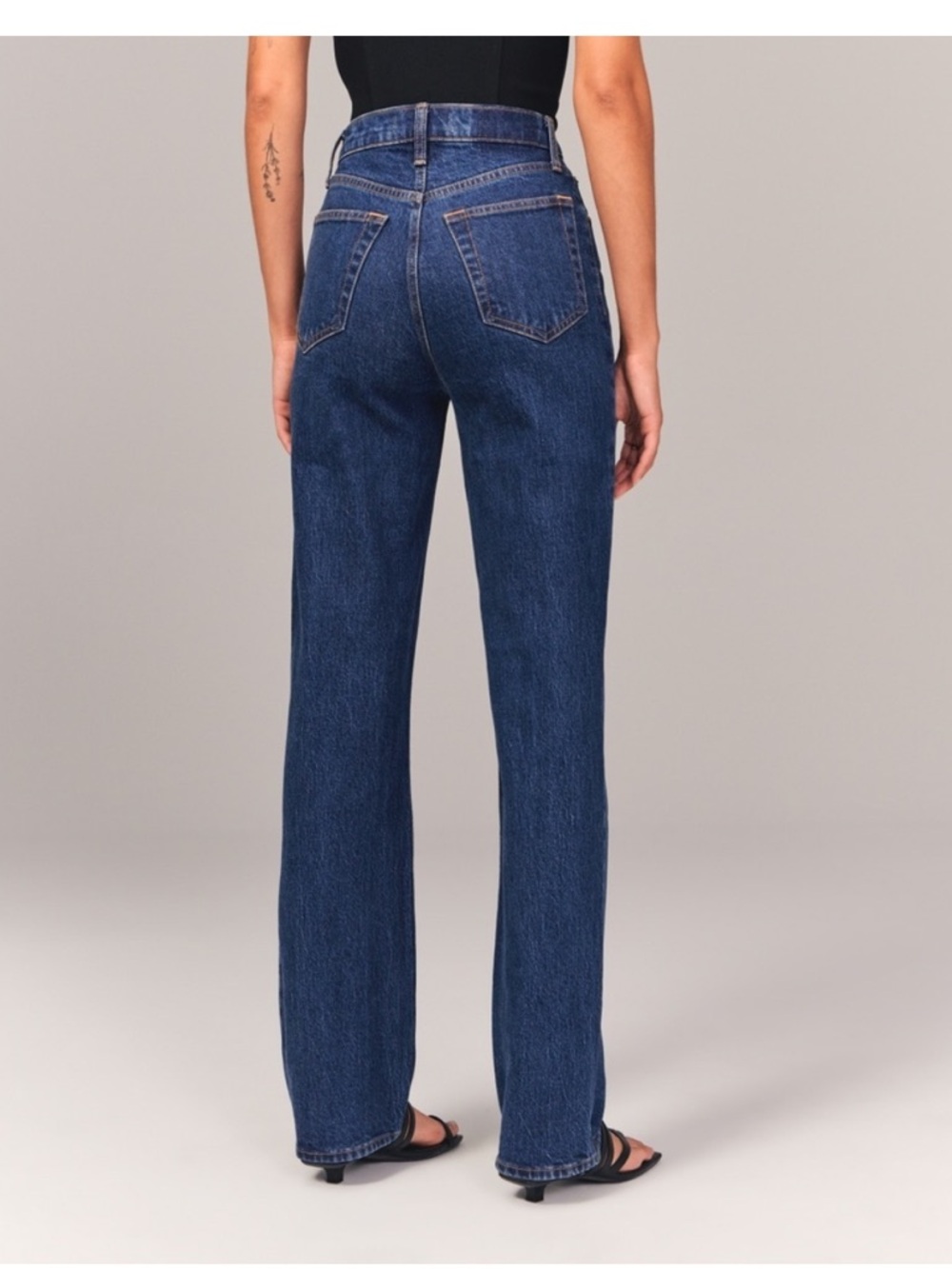 Abercrombie & Fitch High Rise 90s Straight Jean Dark Wash Curve Love 30 Long - Picture 2 of 8